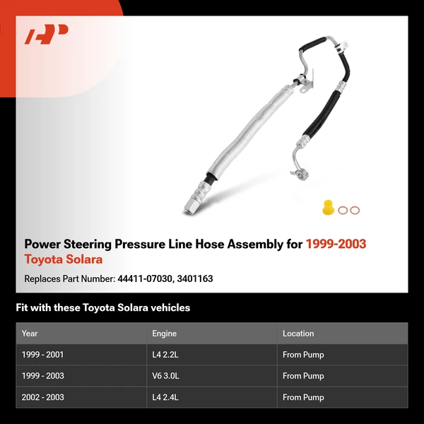 Power Steering Pressure Line Hose Assembly for 1999-2003 Toyota Solara