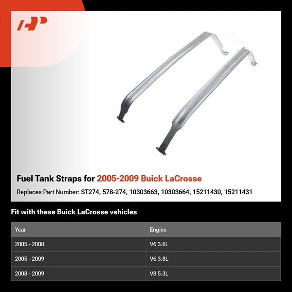 Fuel Tank Straps for 2005-2009 Buick LaCrosse