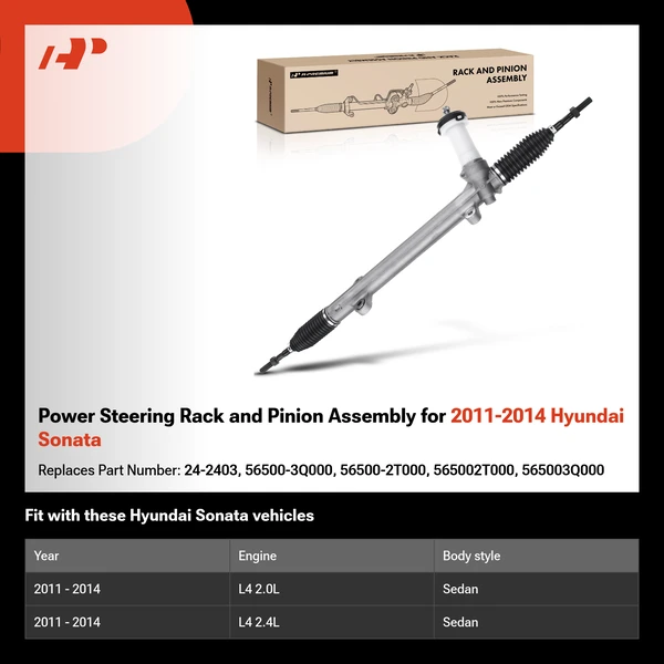 Power Steering Rack and Pinion Assembly for 2011-2014 Hyundai Sonata