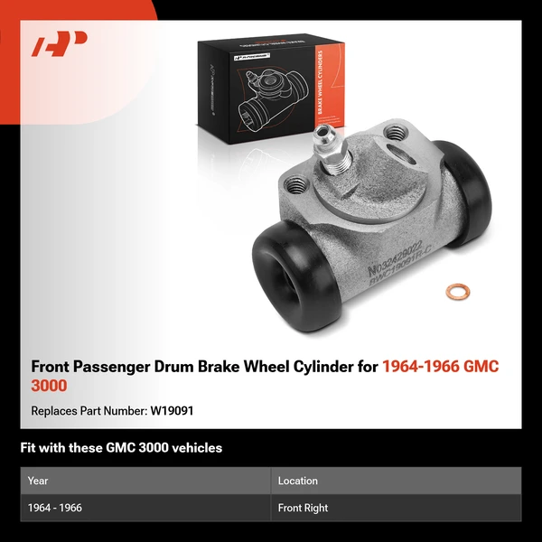 Front Passenger Drum Brake Wheel Cylinder for 1964-1966 GMC 3000
