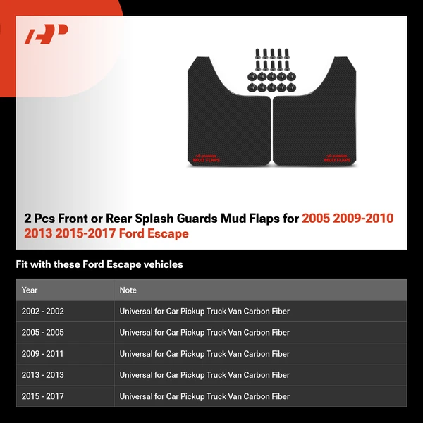 2 Pcs Front or Rear Splash Guards Mud Flaps for 2005 2009-2010 2013 2015-2017 Ford Escape