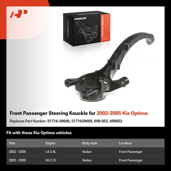 Front Passenger Steering Knuckle for 2002-2005 Kia Optima