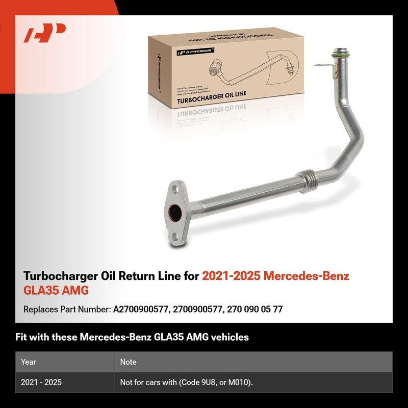 Turbocharger Oil Return Line for 2021-2025 Mercedes-Benz GLA35 AMG