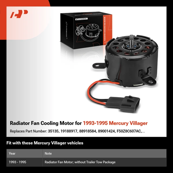 Radiator Fan Cooling Motor for 1993-1995 Mercury Villager