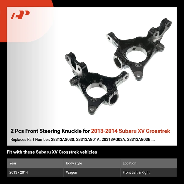 2 Pcs Front Steering Knuckle for 2013-2014 Subaru XV Crosstrek