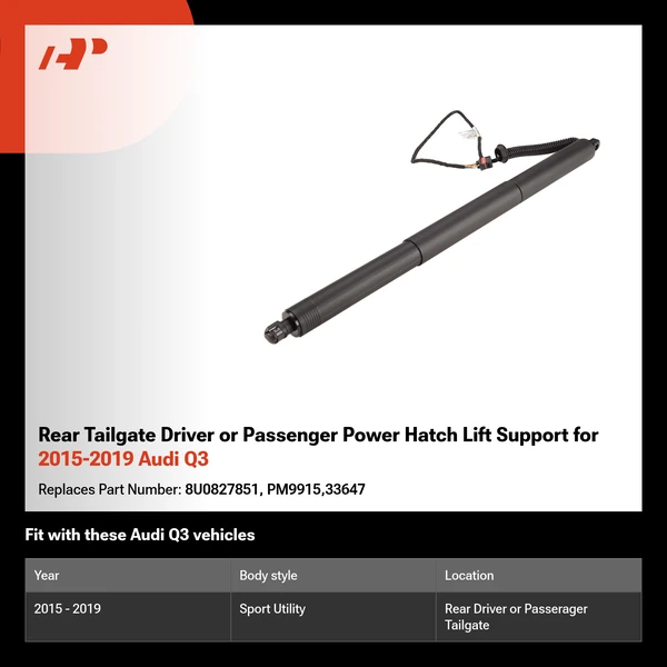 Rear Tailgate Driver or Passenger Power Hatch Lift Support for 2015-2019 Audi Q3