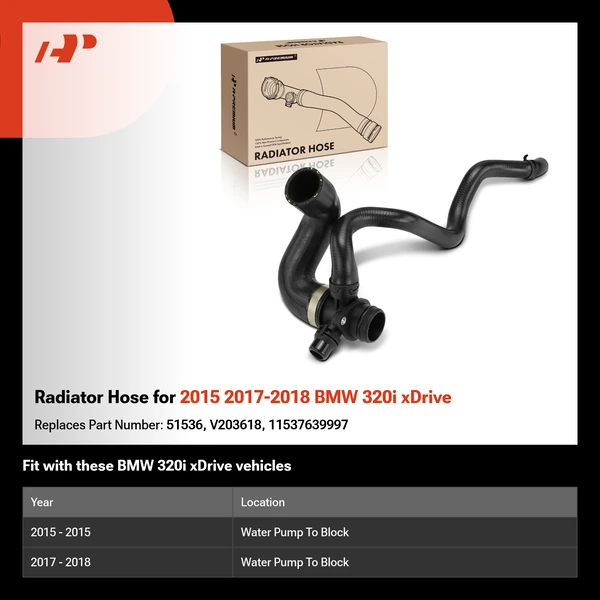 Radiator Hose for 2015 2017-2018 BMW 320i xDrive