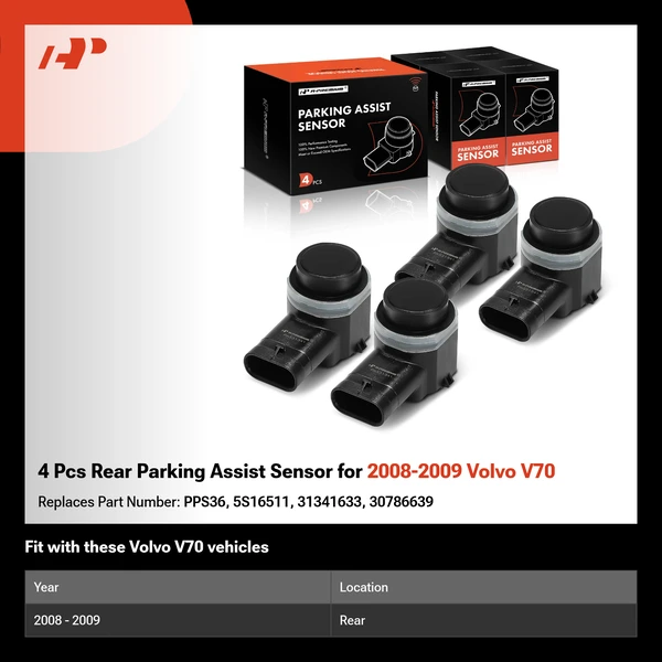 4 Pcs Rear Parking Assist Sensor for 2008-2009 Volvo V70
