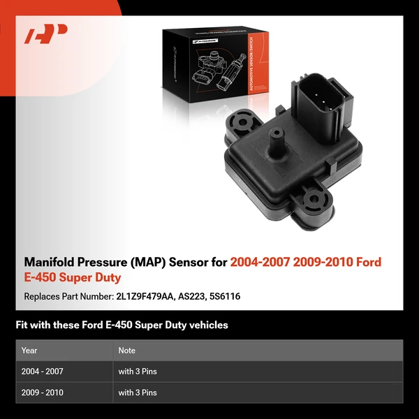 Manifold Pressure (MAP) Sensor for 2004-2007 2009-2010 Ford E-450 Super Duty