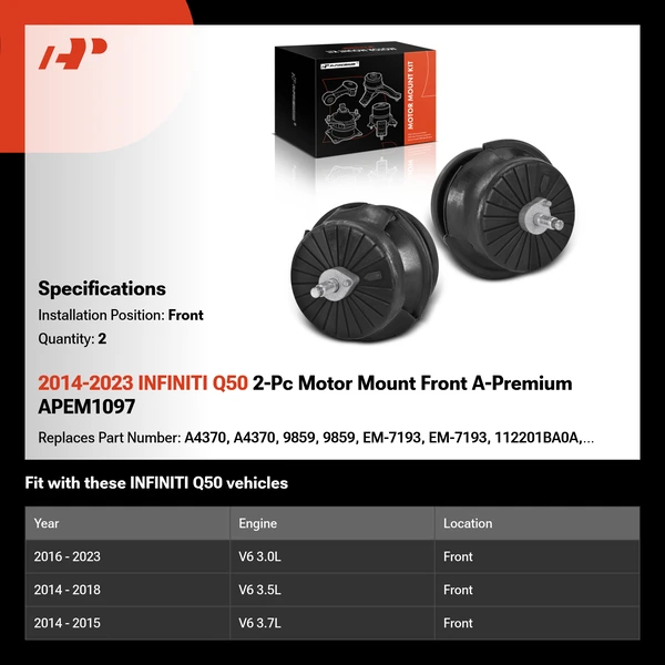 2014-2023 INFINITI Q50 2-Pc Motor Mount Front A-Premium APEM1097