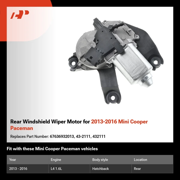 Rear Windshield Wiper Motor for 2013-2016 Mini Cooper Paceman