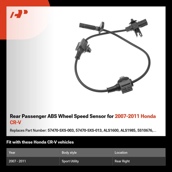 Rear Passenger ABS Wheel Speed Sensor for 2007-2011 Honda CR-V