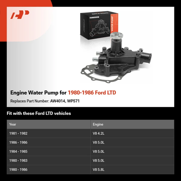 Engine Water Pump for 1980-1986 Ford LTD