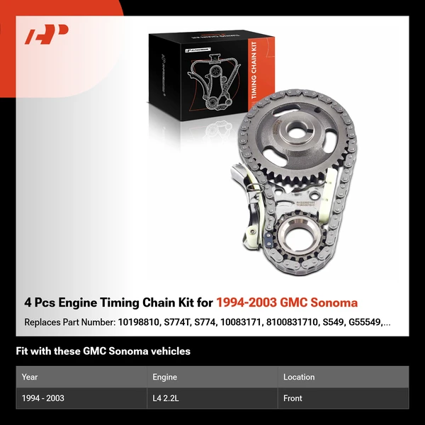 4 Pcs Engine Timing Chain Kit for 1994-2003 GMC Sonoma