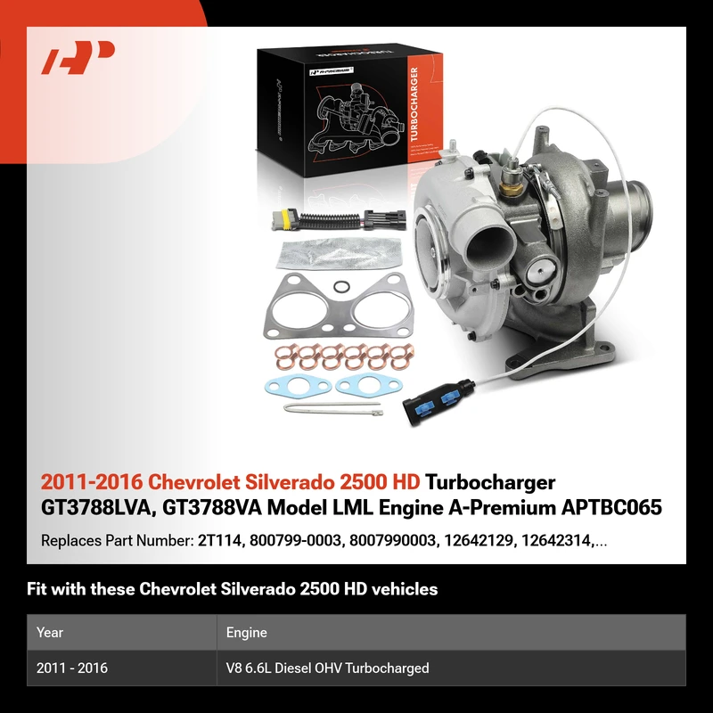 2011-2016 Chevrolet Silverado 2500 HD Turbocharger GT3788LVA, GT3788VA Model LML Engine A-Premium APTBC065