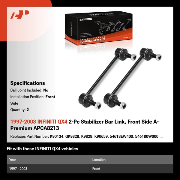 1997-2003 INFINITI QX4 2-Pc Stabilizer Bar Link, Front Side A-Premium APCA8213