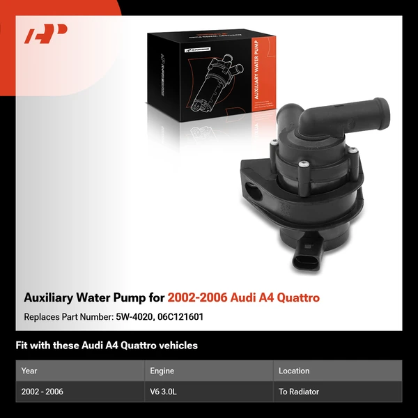 Auxiliary Water Pump for 2002-2006 Audi A4 Quattro