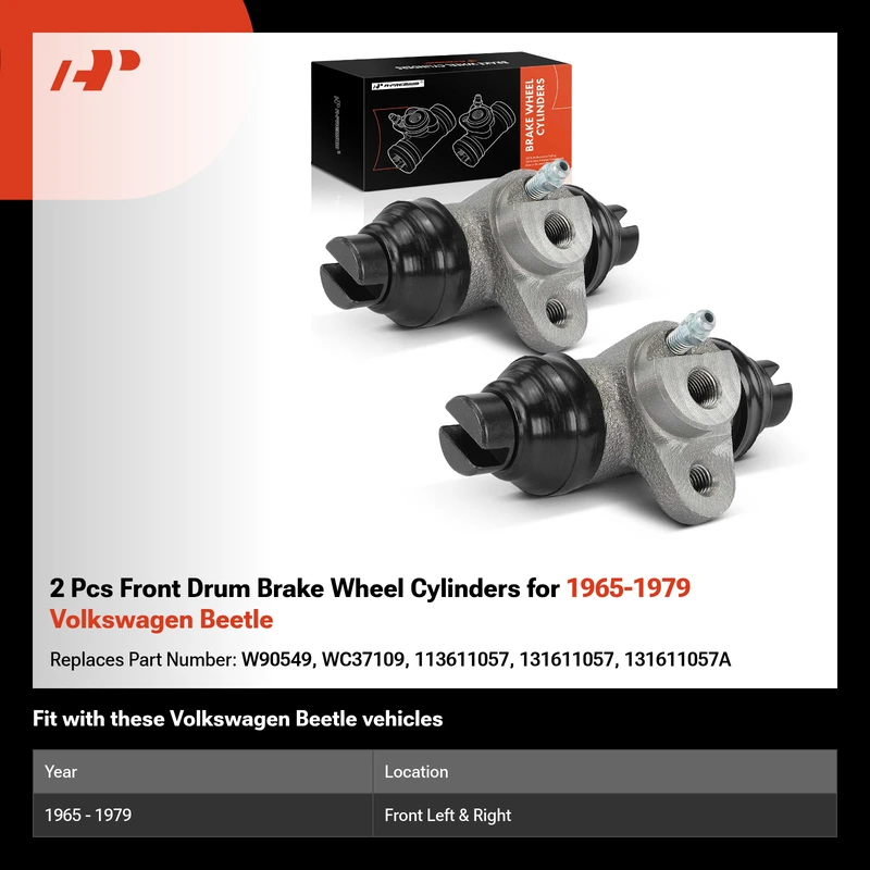 2 Pcs Front Drum Brake Wheel Cylinders for 1965-1979 Volkswagen Beetle