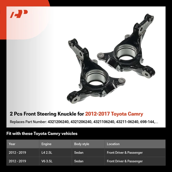 2 Pcs Front Steering Knuckle for 2012-2017 Toyota Camry