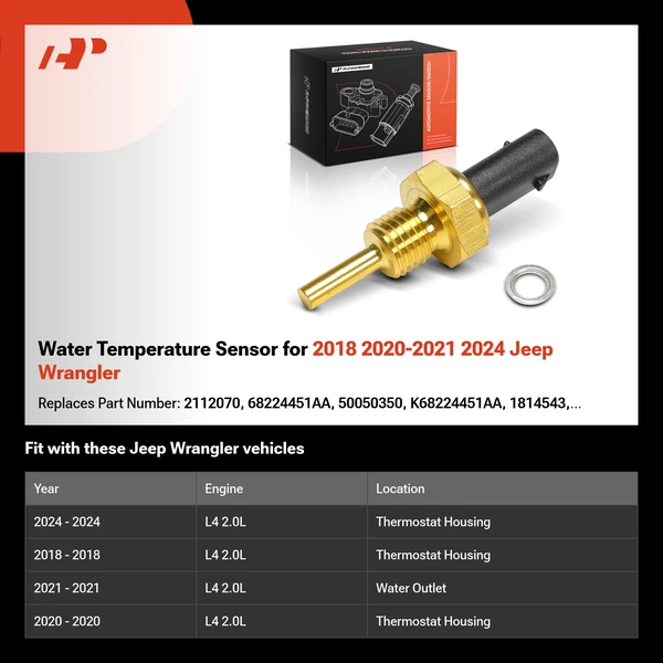 Water Temperature Sensor for 2018 2020-2021 2024 Jeep Wrangler