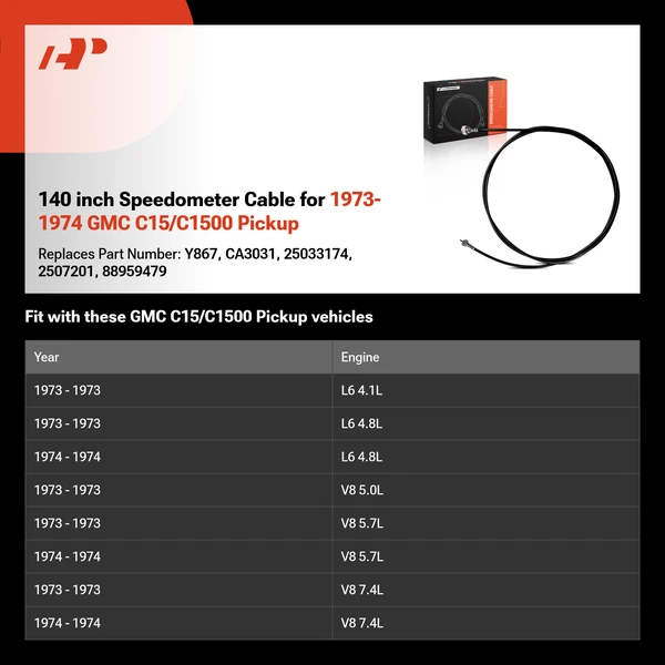 140 inch Speedometer Cable for 1973-1974 GMC C15/C1500 Pickup