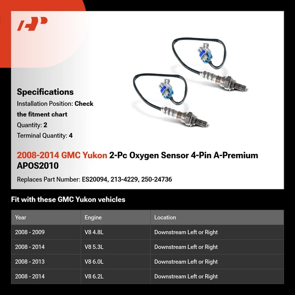 2008-2014 GMC Yukon 2-Pc Oxygen Sensor 4-Pin A-Premium APOS2010