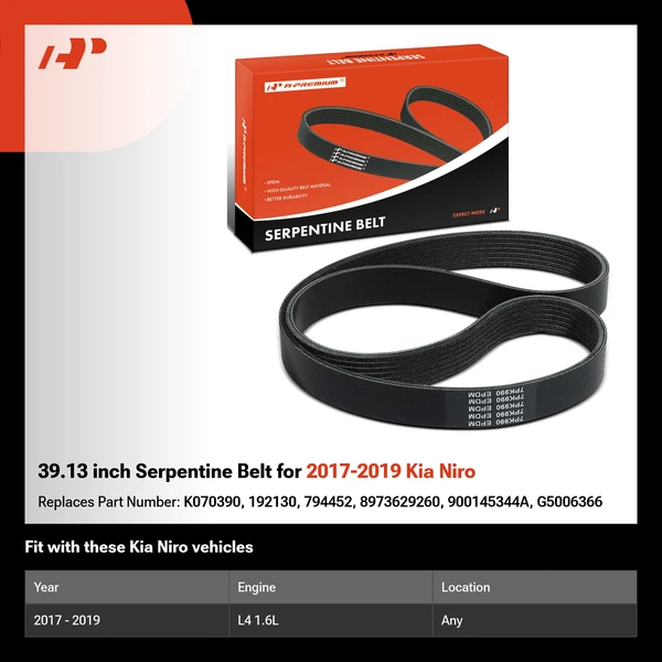 39.13 inch Serpentine Belt for 2017-2019 Kia Niro