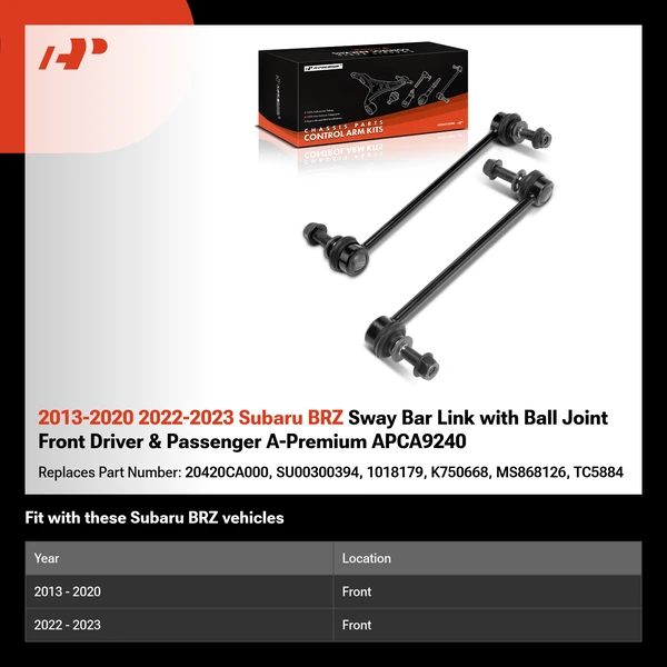 2013-2020 2022-2023 Subaru BRZ Sway Bar Link with Ball Joint Front Driver & Passenger A-Premium APCA9240