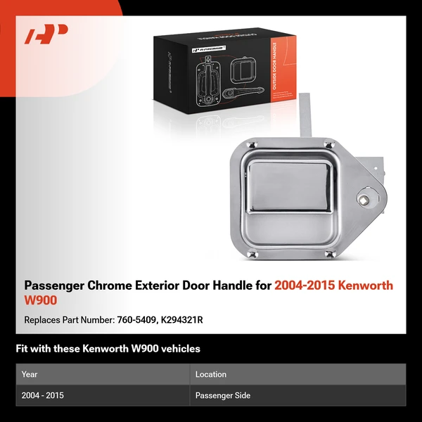 Passenger Chrome Exterior Door Handle for 2004-2015 Kenworth W900