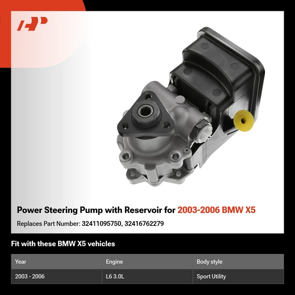 Power Steering Pump with Reservoir for 2003-2006 BMW X5