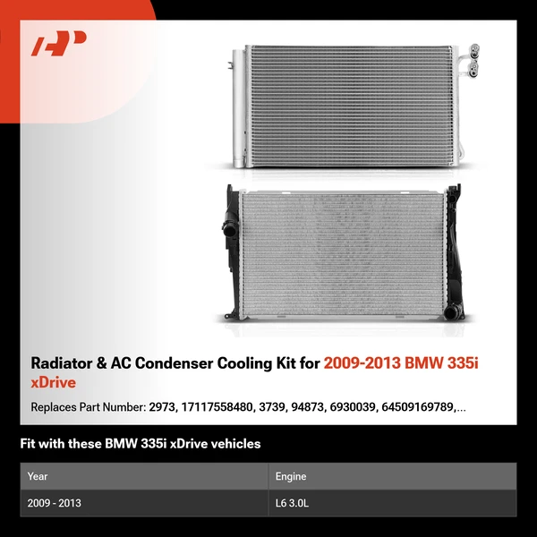 Radiator & AC Condenser Cooling Kit for 2009-2013 BMW 335i xDrive