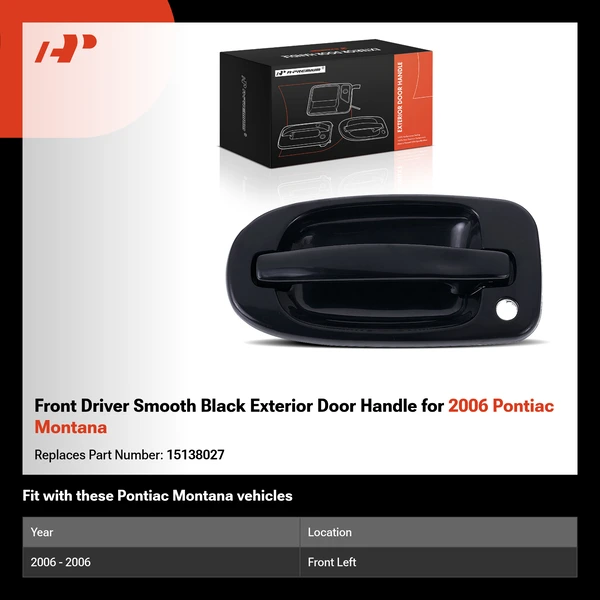 Front Driver Smooth Black Exterior Door Handle for 2006 Pontiac Montana