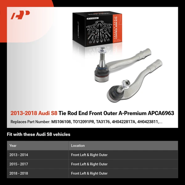 2013-2018 Audi S8 Tie Rod End Front Outer A-Premium APCA6963