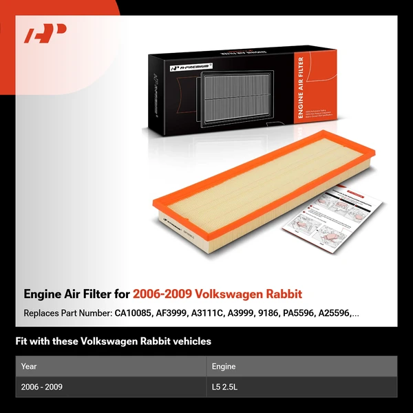 Engine Air Filter for 2006-2009 Volkswagen Rabbit