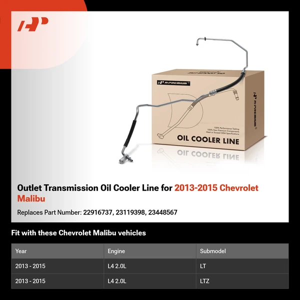 Outlet Transmission Oil Cooler Line for 2013-2015 Chevrolet Malibu