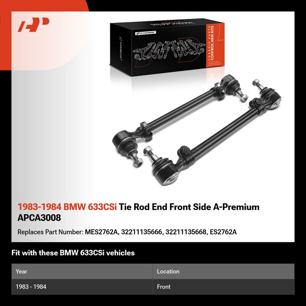 1983-1984 BMW 633CSi Tie Rod End Front Side A-Premium APCA3008