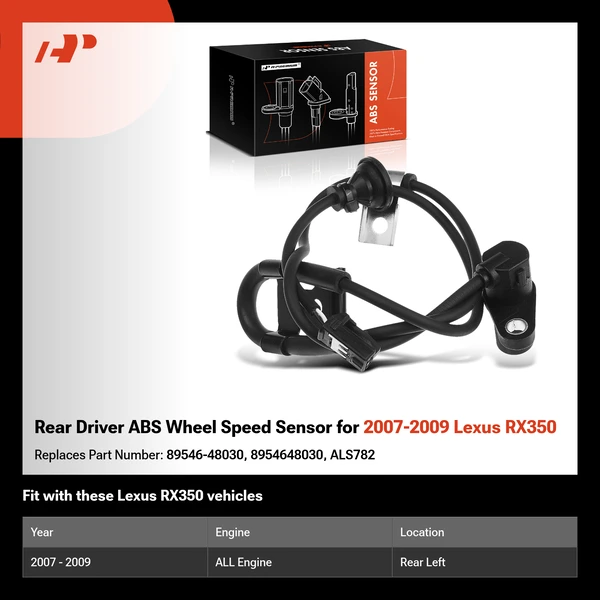Rear Driver ABS Wheel Speed Sensor for 2007-2009 Lexus RX350