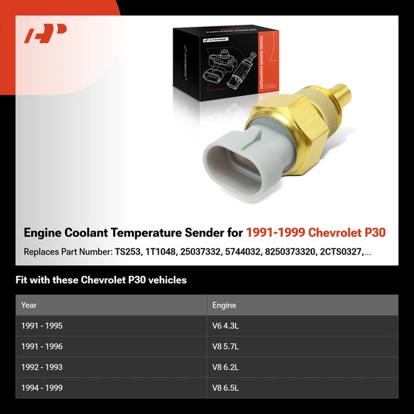 Engine Coolant Temperature Sender for 1991-1999 Chevrolet P30