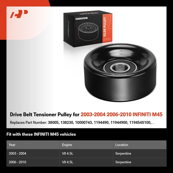 Drive Belt Tensioner Pulley for 2003-2004 2006-2010 INFINITI M45