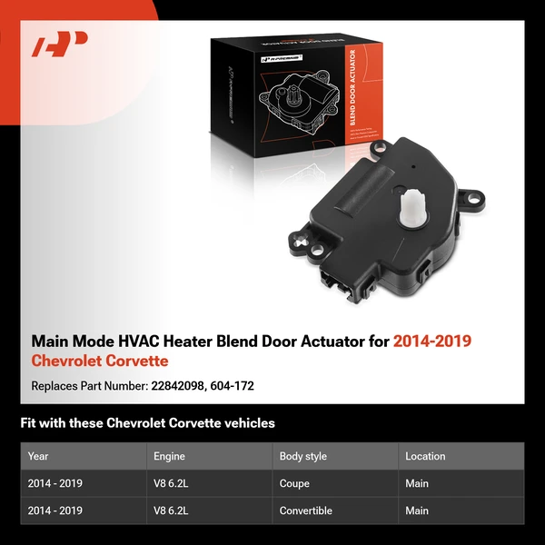 Main Mode HVAC Heater Blend Door Actuator for 2014-2019 Chevrolet Corvette