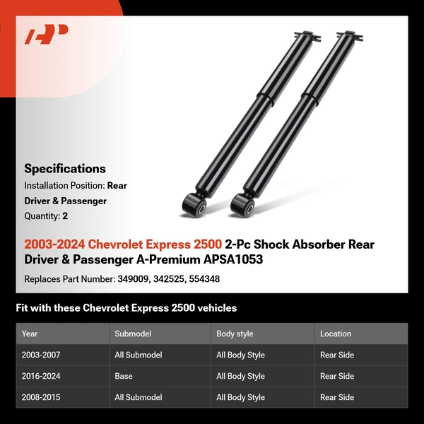 2003-2024 Chevrolet Express 2500 2-Pc Shock Absorber Rear Driver & Passenger A-Premium APSA1053