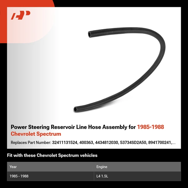 Power Steering Reservoir Line Hose Assembly for 1985-1988 Chevrolet Spectrum
