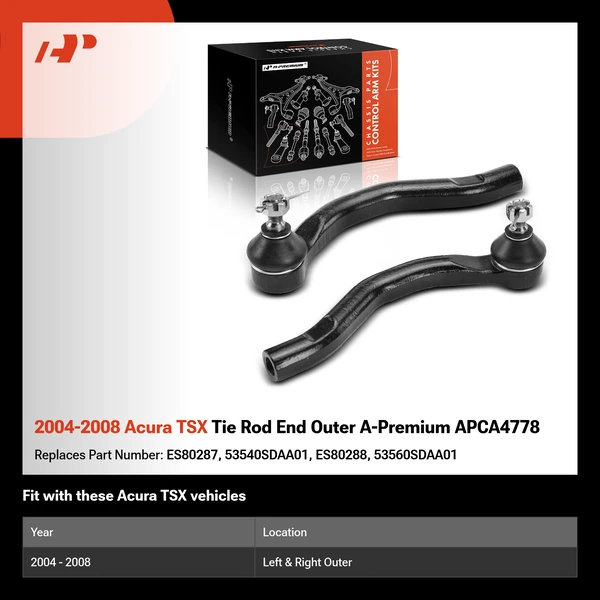 2004-2008 Acura TSX Tie Rod End Outer A-Premium APCA4778