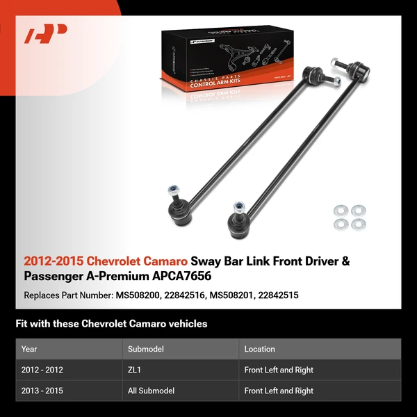 2012-2015 Chevrolet Camaro Sway Bar Link Front Driver & Passenger A-Premium APCA7656
