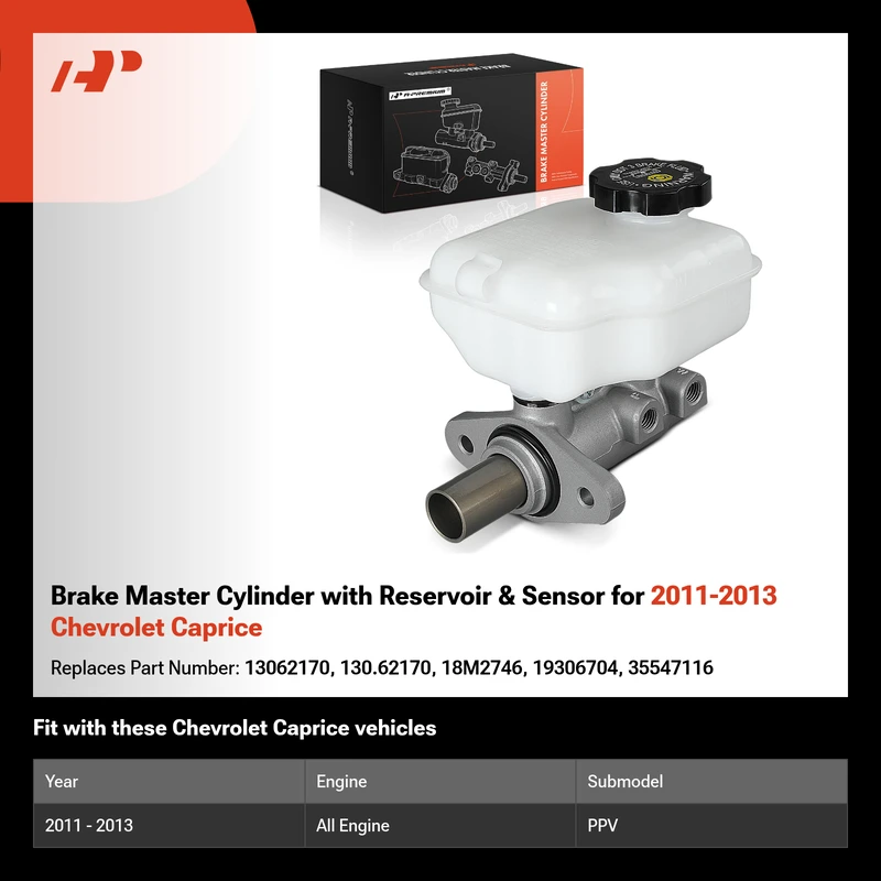 Brake Master Cylinder with Reservoir & Sensor for 2011-2013 Chevrolet Caprice