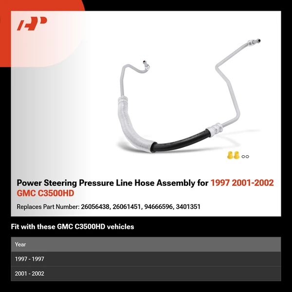 Power Steering Pressure Line Hose Assembly for 1997 2001-2002 GMC C3500HD