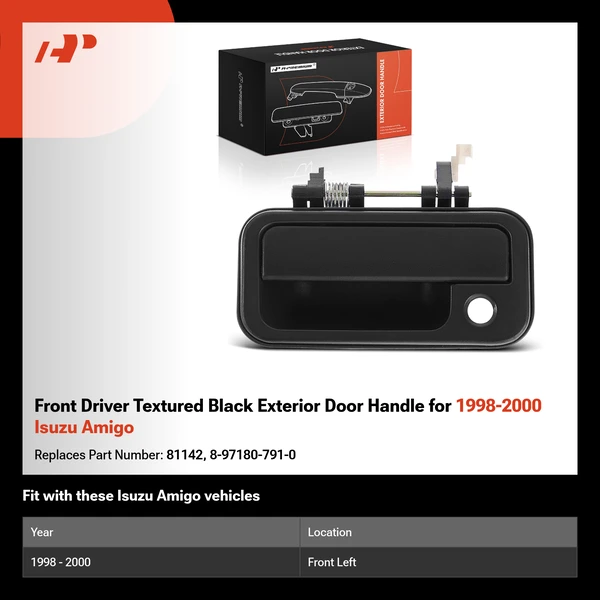 Front Driver Textured Black Exterior Door Handle for 1998-2000 Isuzu Amigo