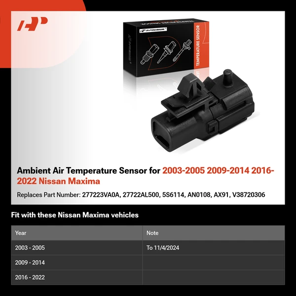 Ambient Air Temperature Sensor for 2003-2005 2009-2014 2016-2022 Nissan Maxima