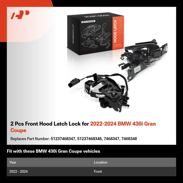 2 Pcs Front Hood Latch Lock for 2022-2024 BMW 430i Gran Coupe