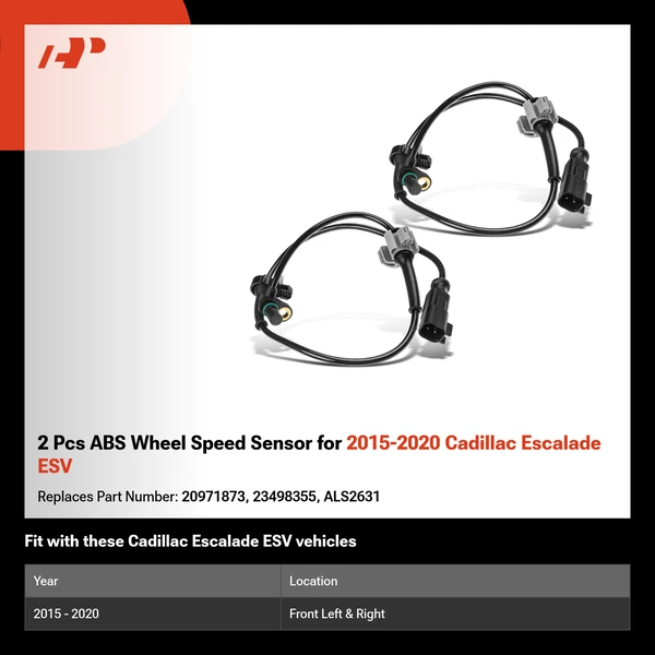 2 Pcs ABS Wheel Speed Sensor for 2015-2020 Cadillac Escalade ESV